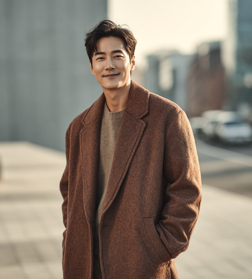 캐시미어 코트을 입은 모델