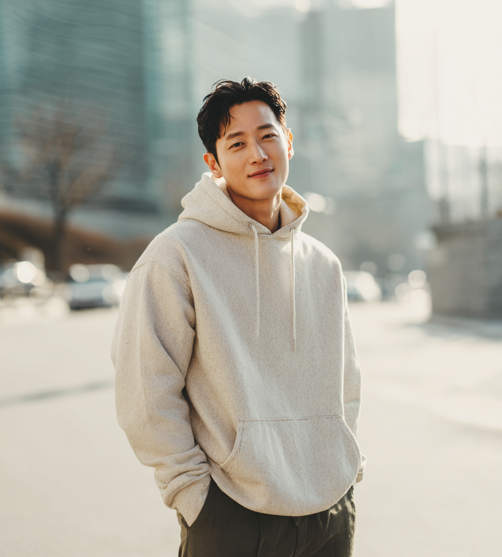 후드티을 입은 모델