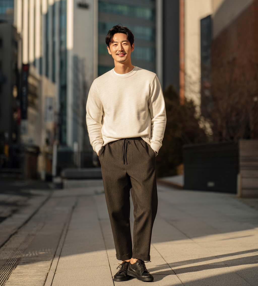 조거 팬츠을 입은 모델