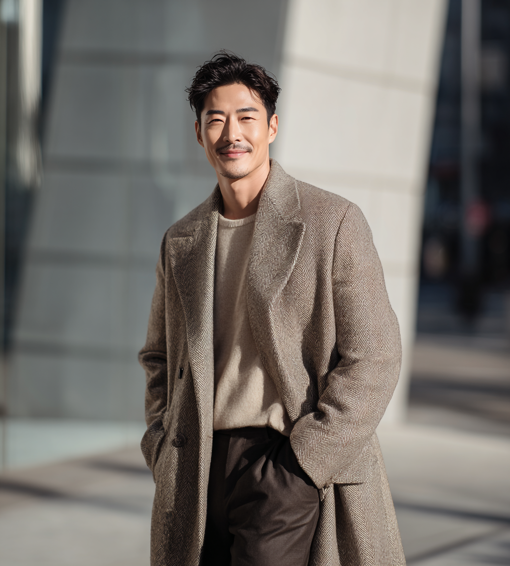 롱코트을 입은 모델