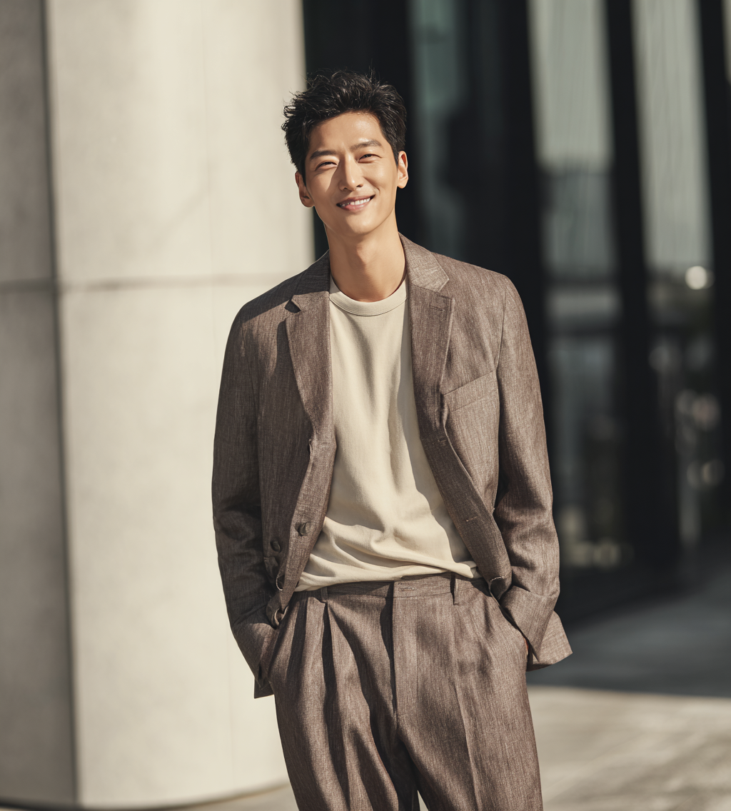 슬랙스을 입은 모델