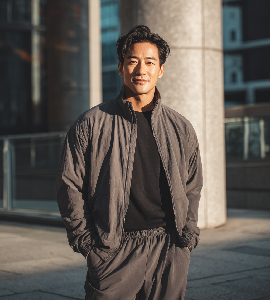 트레이닝 팬츠을 입은 모델