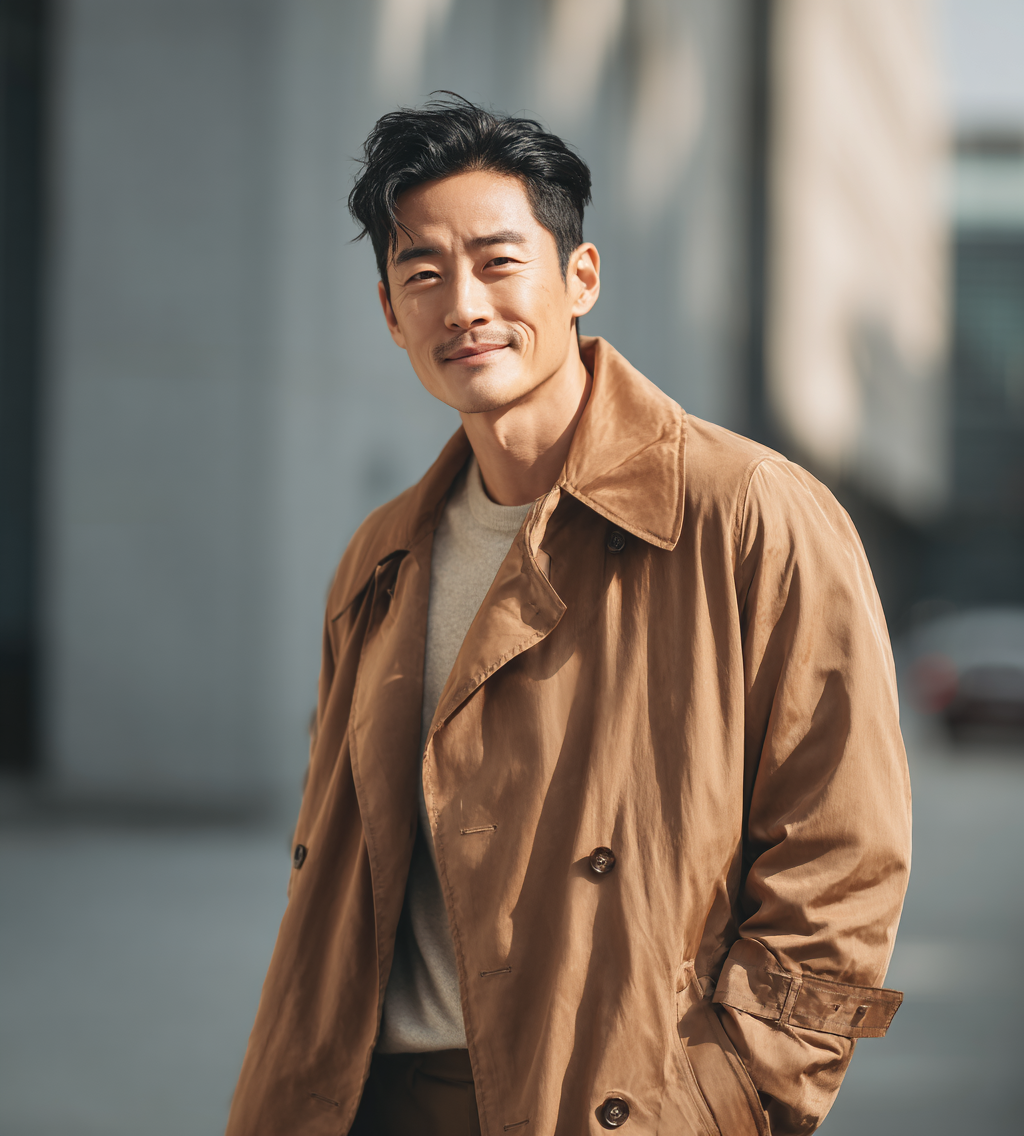 트렌치코트을 입은 모델