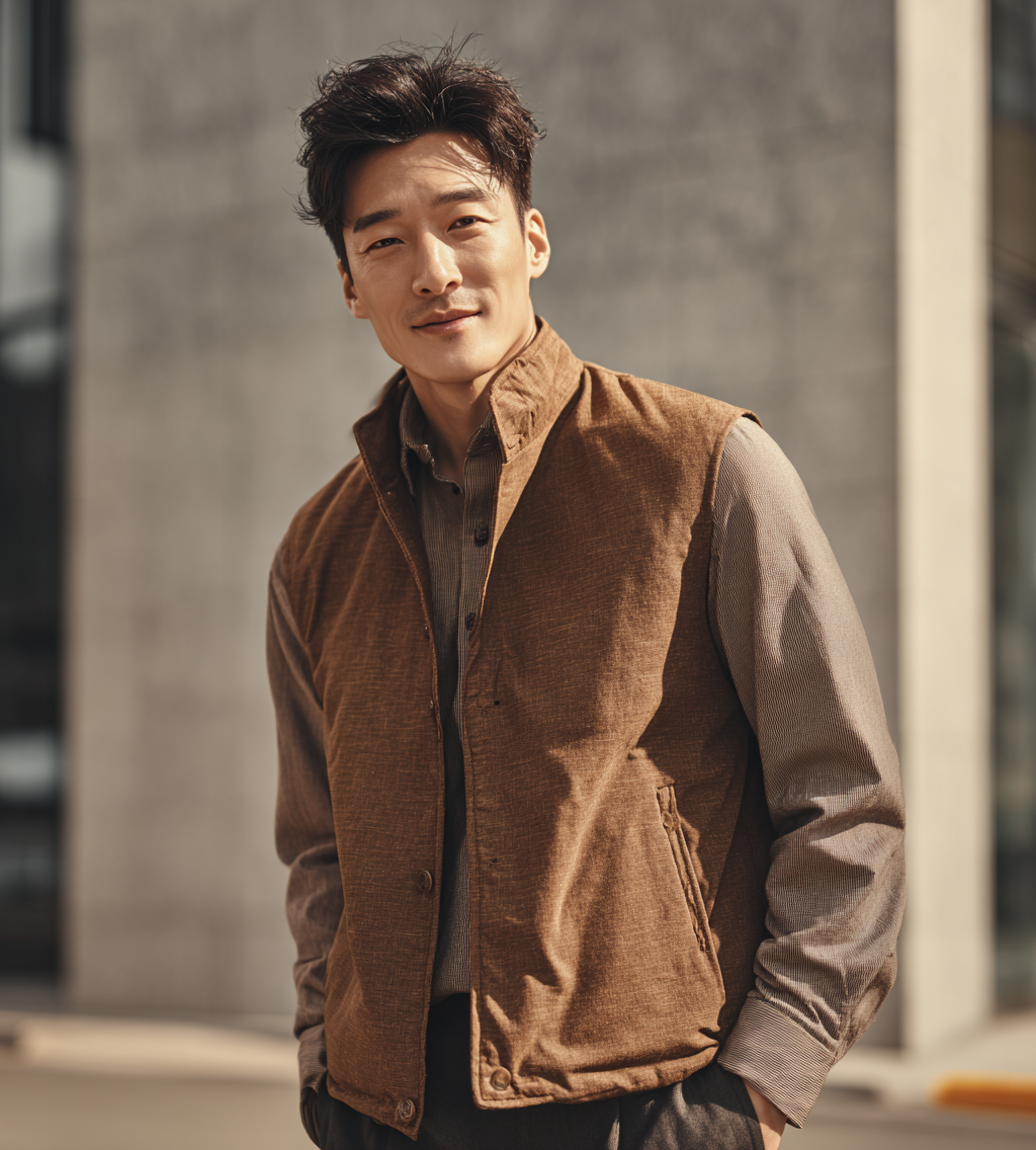 조끼을 입은 모델